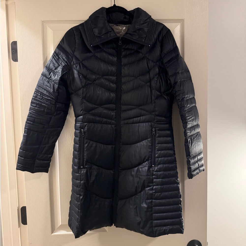 Bernardo Navy Puffer Parka Long Coat